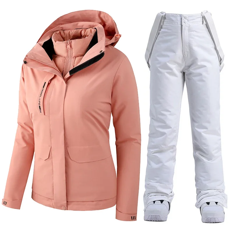 Winter Thick Warm Ski Suit Women Down Jacket Waterproof Windproof Snowboarding Coat Pants Female Snow Ski Equipment Outdoor Wear