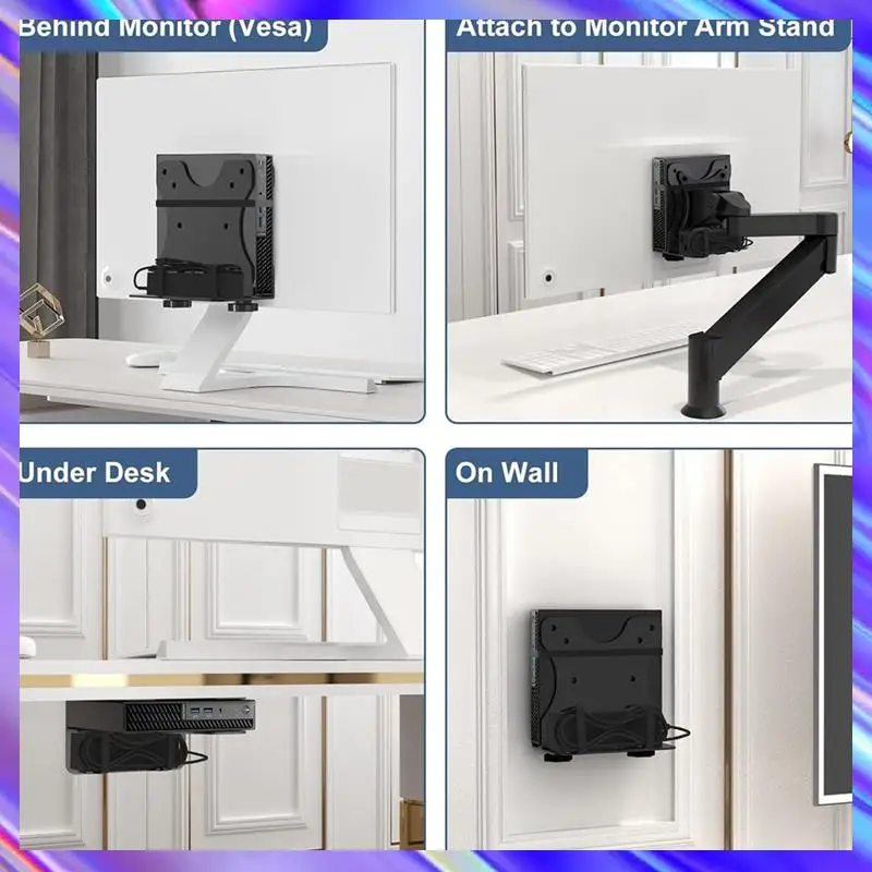 

Computer Mount Under Desk Mount Mini PC Mount Computer Holder Wall Mount Easy Installation Space Saving
