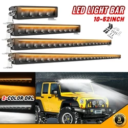 10inch LED Light Bar Single Row Anti-Glare Two Color DRL White Yellow Amber Driving Light Bar off-road use Pickup Truck SUV