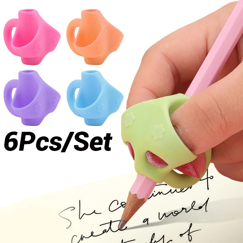 Child Pen Grips Silicone Three-finger Grip Posture Corrector Student Writing Posture Correction Learning Stationary Supplies