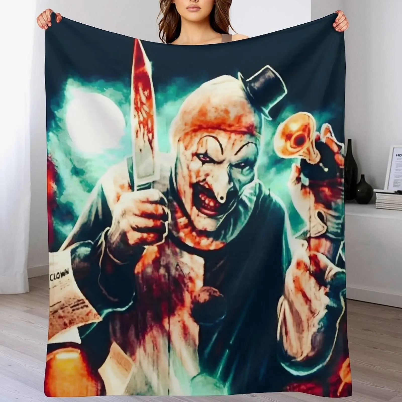 Terrifying Art and Clown Throw Blanket Durable Warm Blanket for Daily Home Use