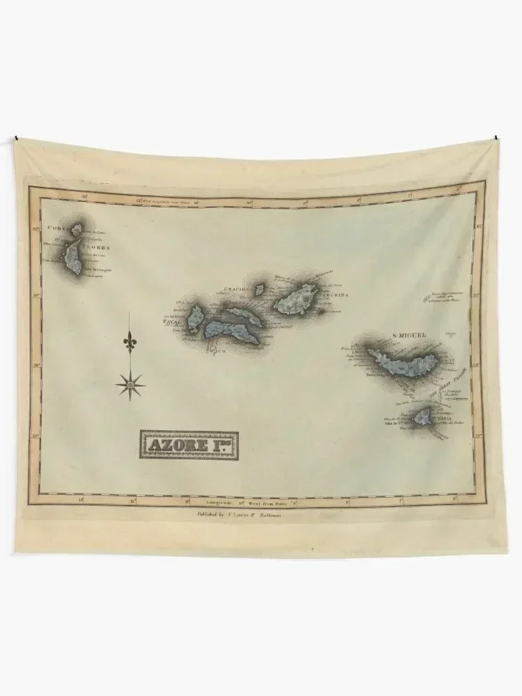 Vintage Azores Islands Map (1823) Tapestry Room Decor Outdoor Decor On The Wall Tapestry