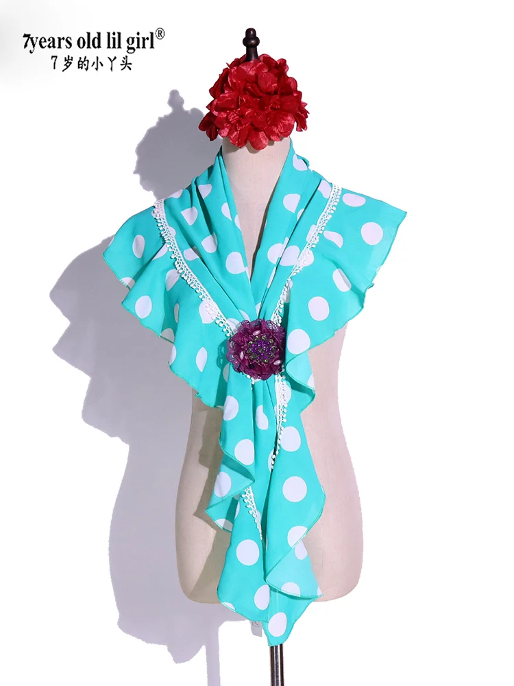 7yearsoldlilgirl Dance Dress Flamenco Boutique Printed Polka Dot Scarf BK409