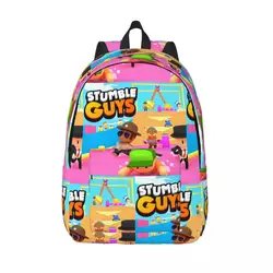 Happy Stumble Guys Backpack for Boy Girl Teenage Student School Bookbag Canvas Daypack Primary Bag Travel