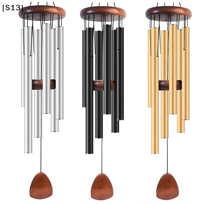 Classic 26 Inch Aluminum Pipe Wind Chimes With Wooden Hanging Tag Farmhouses Terraces Gardens Balcony Corridor Decoration[Q][Q]