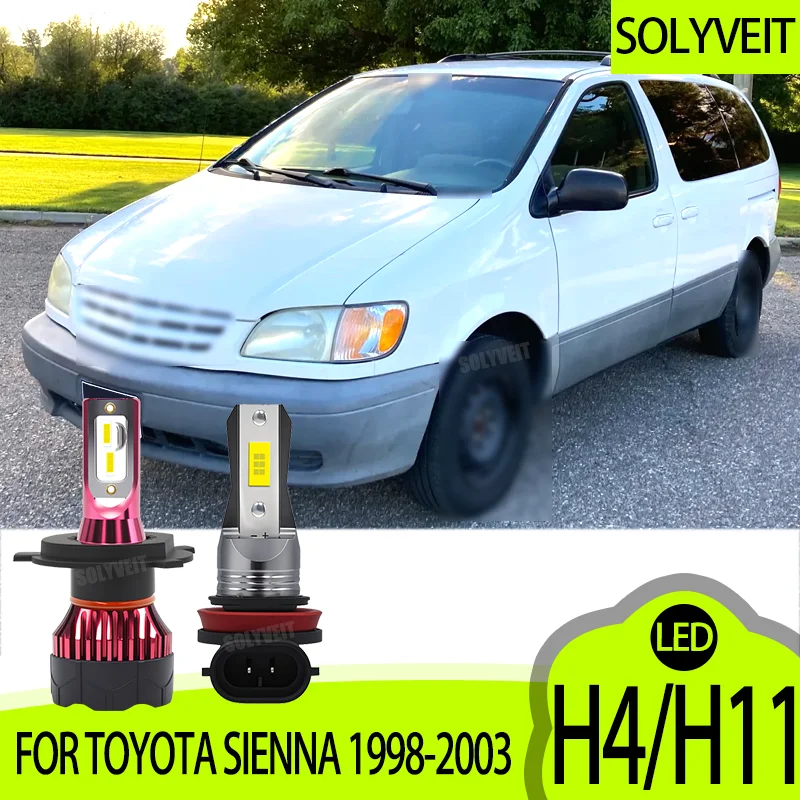 

Мощные светодиодные лампы H4 для фар и H11 для противотуманных фар с повышенной светоотдачей для Toyota Sienna 1998-2003 годов