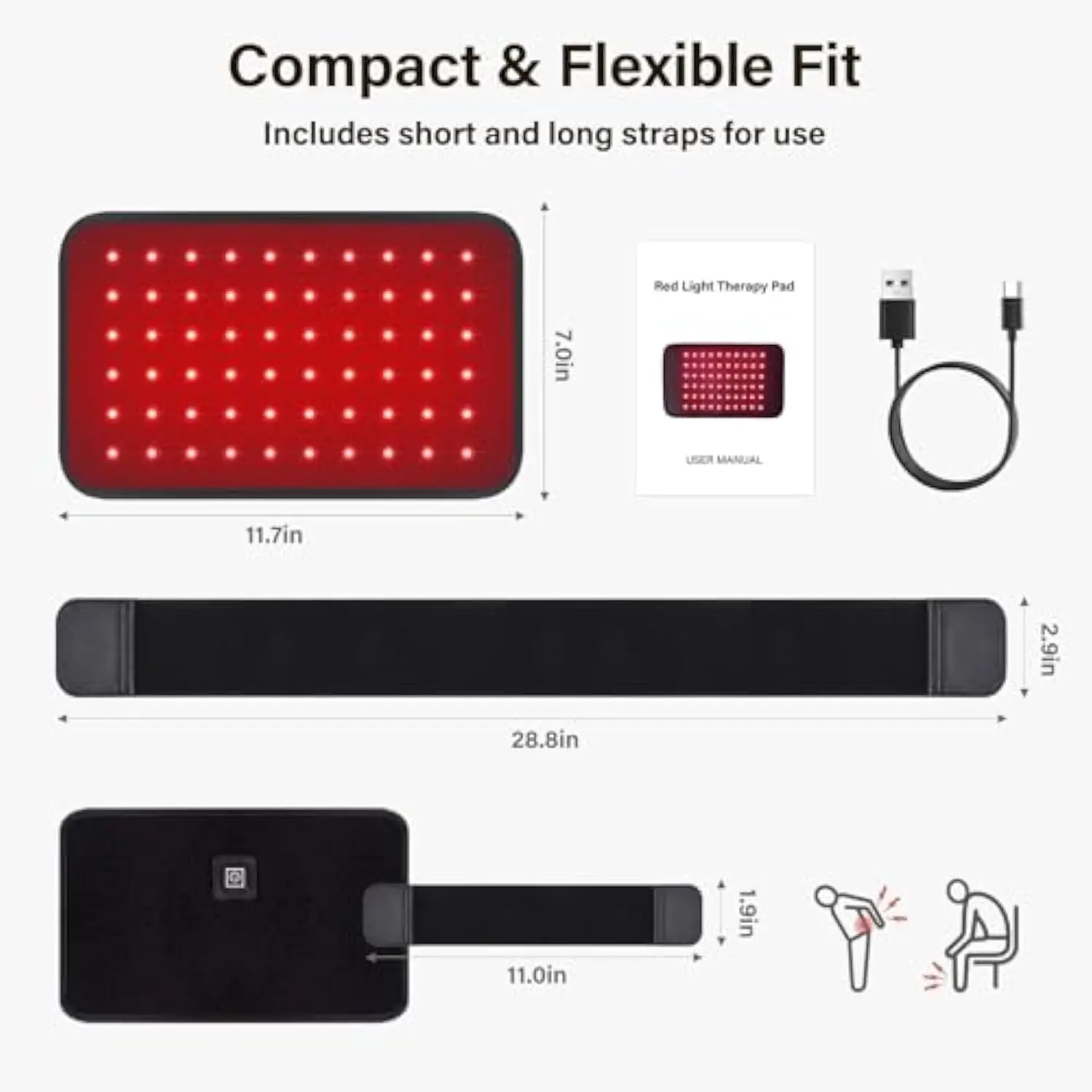 Hot selling：Sale Therapy Adjustable Straps Multi Zone Coverage 60-light Dual-Wavelength USB Powered Body Use Neoprene Material D