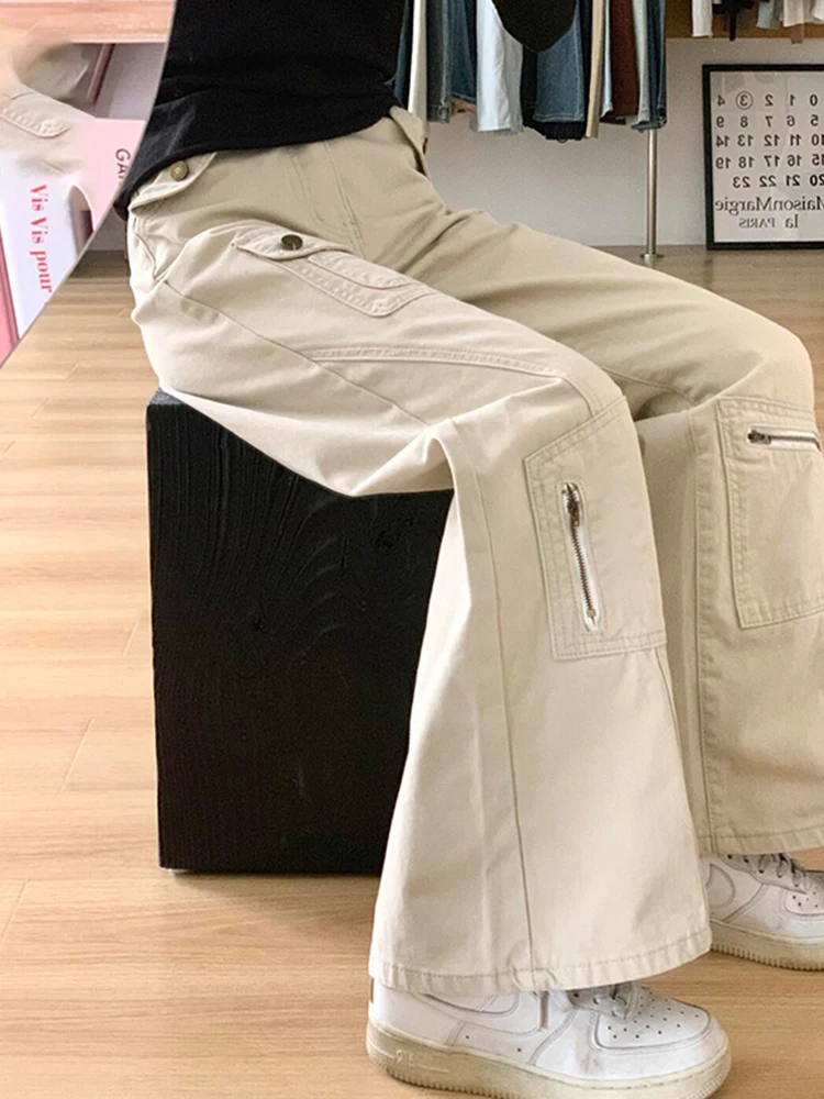 

Khaki Flared Wide Leg Jeans Women's Autumn New Sle Large Size Retro Personali Floor Length Trousers Workwear Denim