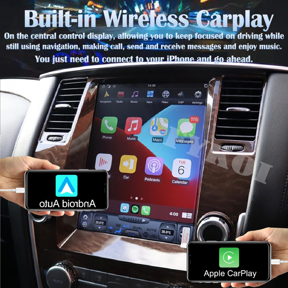 Android 14 For NISSAN PATROL 2016 Car Radio Automotive Multimedia Tesla Style Carplay Auto Bluetooth WIFI 4G DSP GPS Navigation