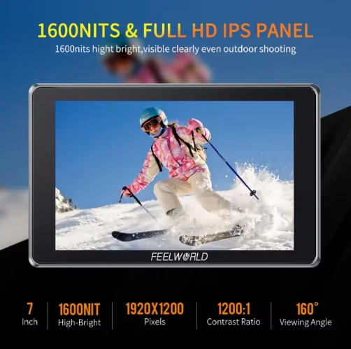 FEELWORLD S7 7 Inch 12G SDI HDMI2.0 Camera Field Monitor with 1600nit High Brightness Touchscreen