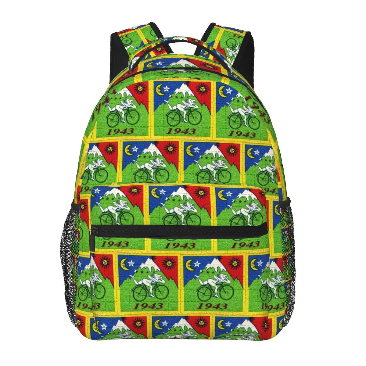 

Велосипедный день Lsd Blotter Art Tab Студенческий рюкзак Школьная сумка Походный дорожный рюкзак для мальчиков и девочек Модная сумка для книг Сумки на плечо