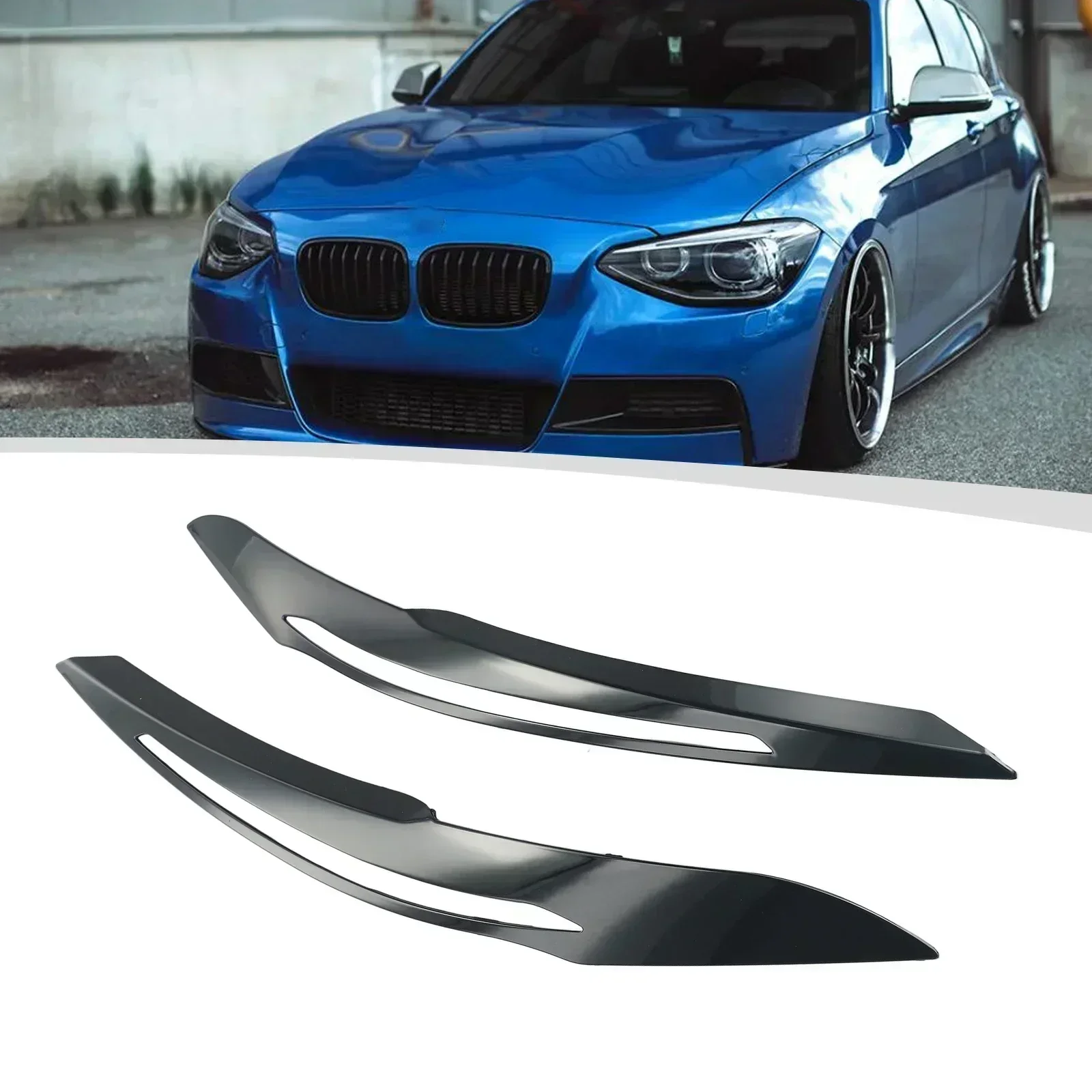 

2pcs Black Car Headlight Eyebrows Trims For BMW 1 Series F20 F21 Pre 2011-2014 LCI Headlamp Eye Lid Covers Car Accessories