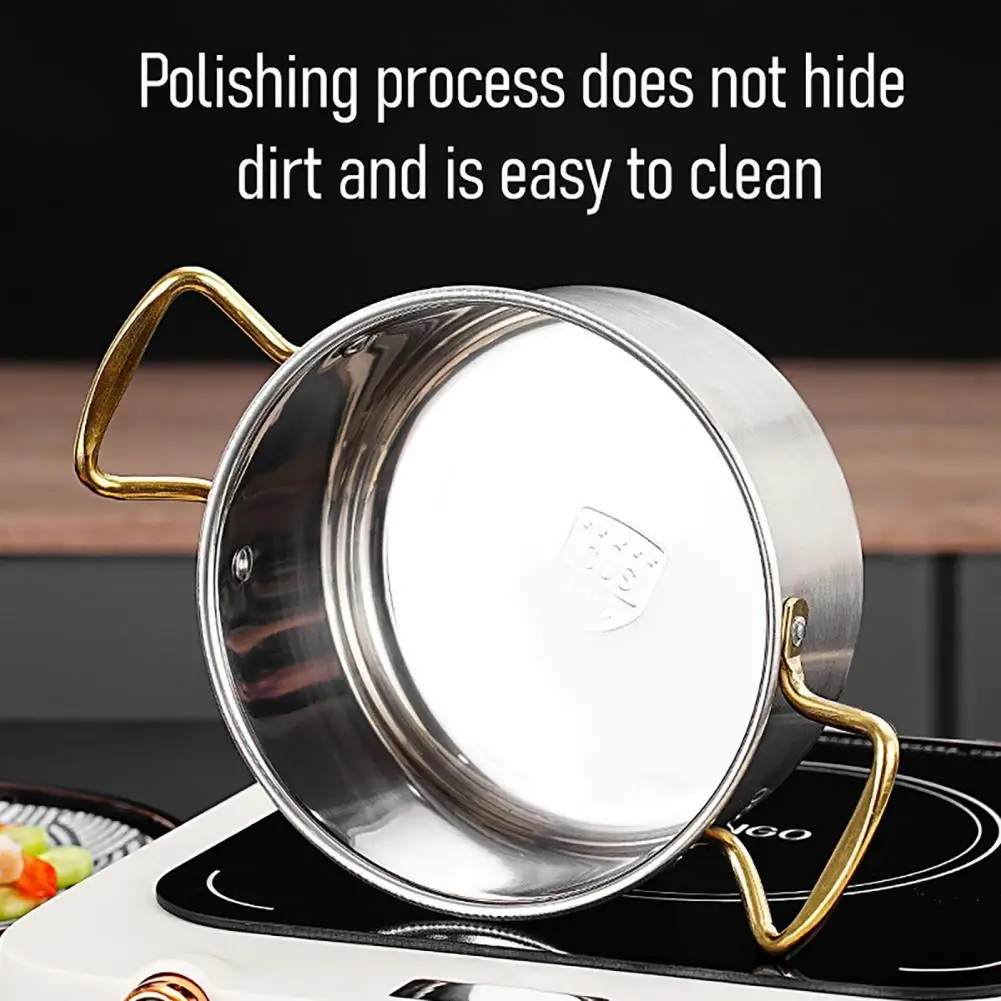 Stainless Casserole Cookware Double Handle Soup Pot With Glass Cover For Induction Cooker Cooking〔CC11〕