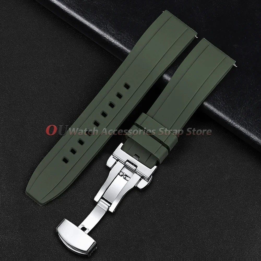 20mm 22mm Silikon-Uhrenarmband für Seiko, Rolex, Omega, Schnellverschluss-Uhrenarmband mit Schmetterlingsverschluss, Gummi-Armbänder für Damen und Herren – Detail 15