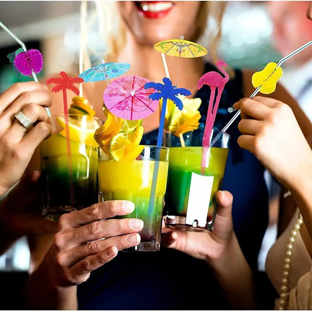 50Pcs Creative Coconut Tree Cocktail Swizzle Sticks Drink Wine Stirrer Wedding Birthday Hawaii Party Favors Decoration Bar Tools