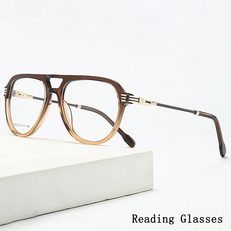 

Pilot Double Beam Acetate Oversized Frame Photochromic Men Anti Blue Ray Presbyopic Prescription Reading Glasses Custom 0~+600