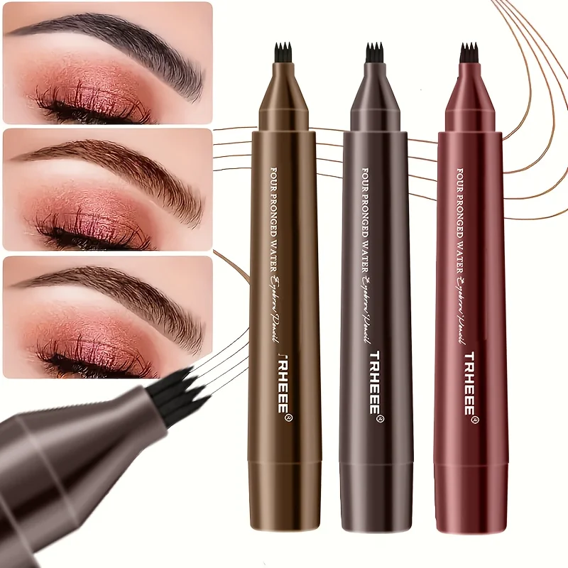 자연스러운 네 갈래 눈썹 펜슬 방수 부드러운 헤어라인 시뮬레이션 메이크업 도구로 선명한 눈썹 윤곽 연출