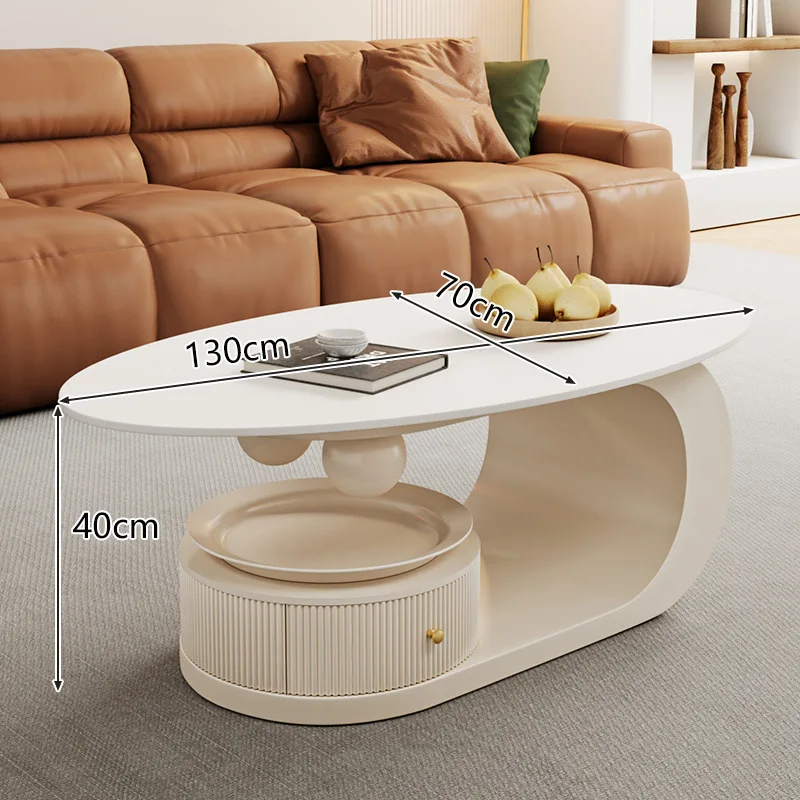 

New coffee oval rock slab coffee living room home tea explosion small apartment simple table edge combination
