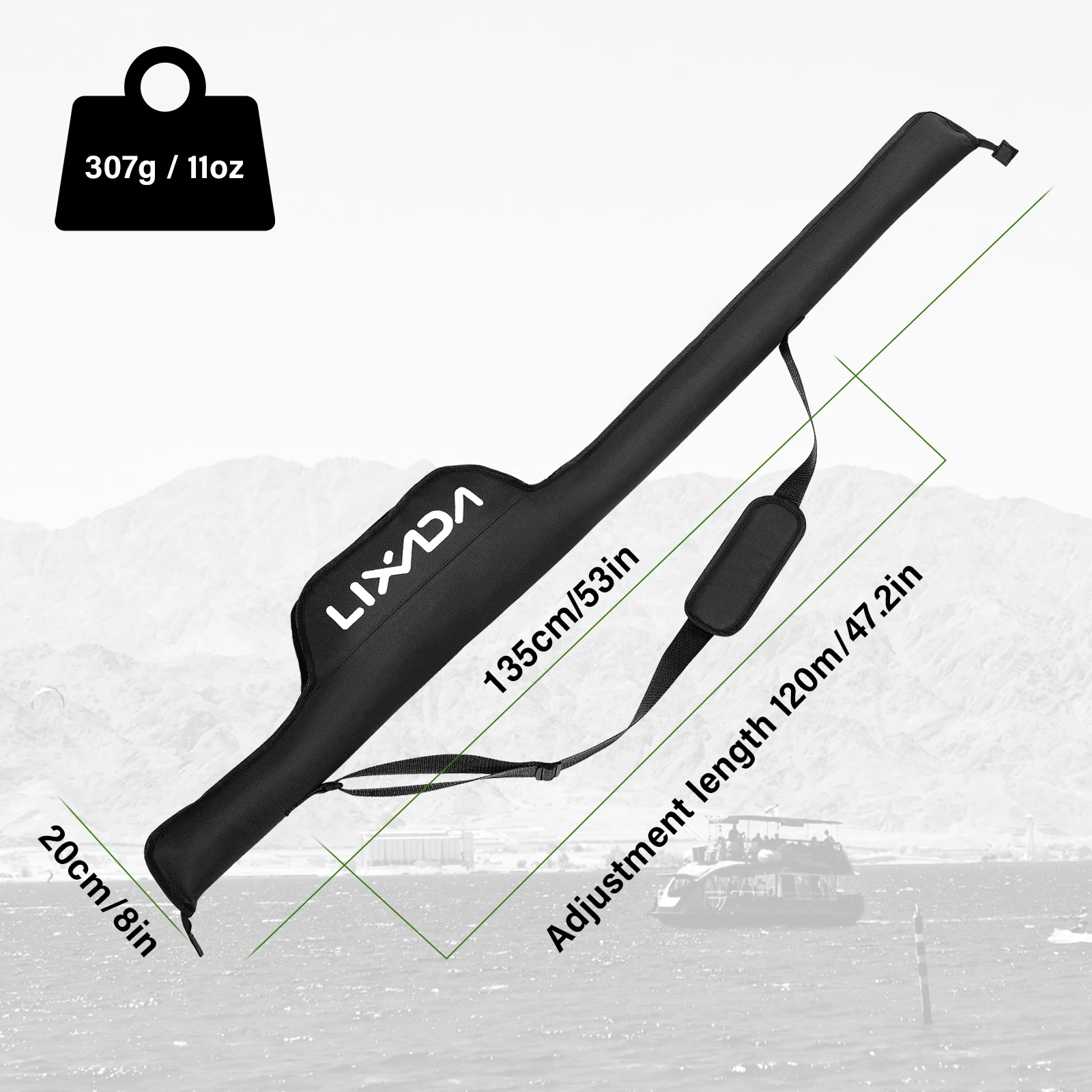 Lixada 53 Inch Fishing Rod Bag Portable Folding Fishing Pole Tackle Protective Cover Case Storage Bag