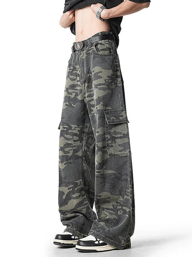 

Retro Camouflage Paratrooper Pants Men's Spring Autumn American High Street ket Design Workwear Trendy Knife Pants