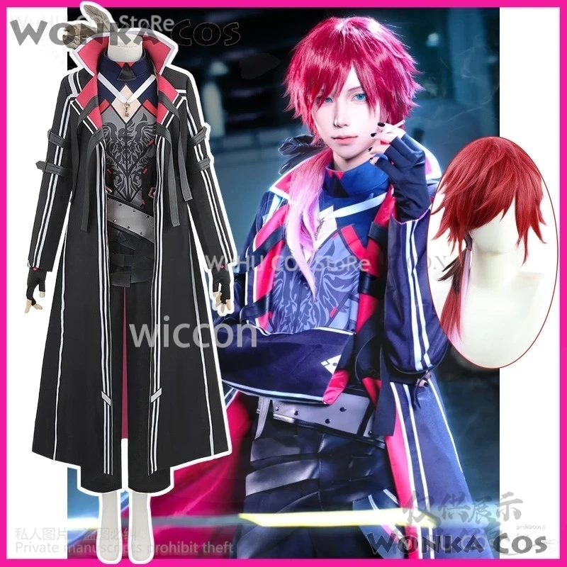 Anime Virtual YouTuber NIJISANJI Cosplay Lauren Iroas Costume Wig Long Trench Coat Uniform Man Goth Halloween Suit Customized