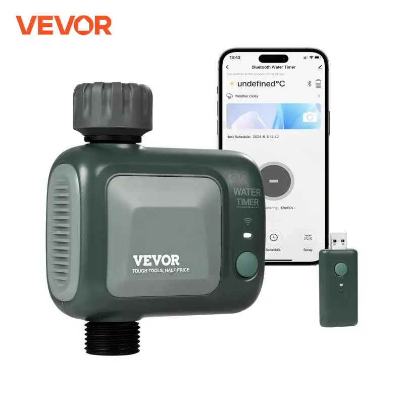 VEVOR WiFi Sprinkler Timer Single / Two Outlet Smart Hose Faucet Water Timer APP Control / Voice Control, IPX6 for Yard Watering