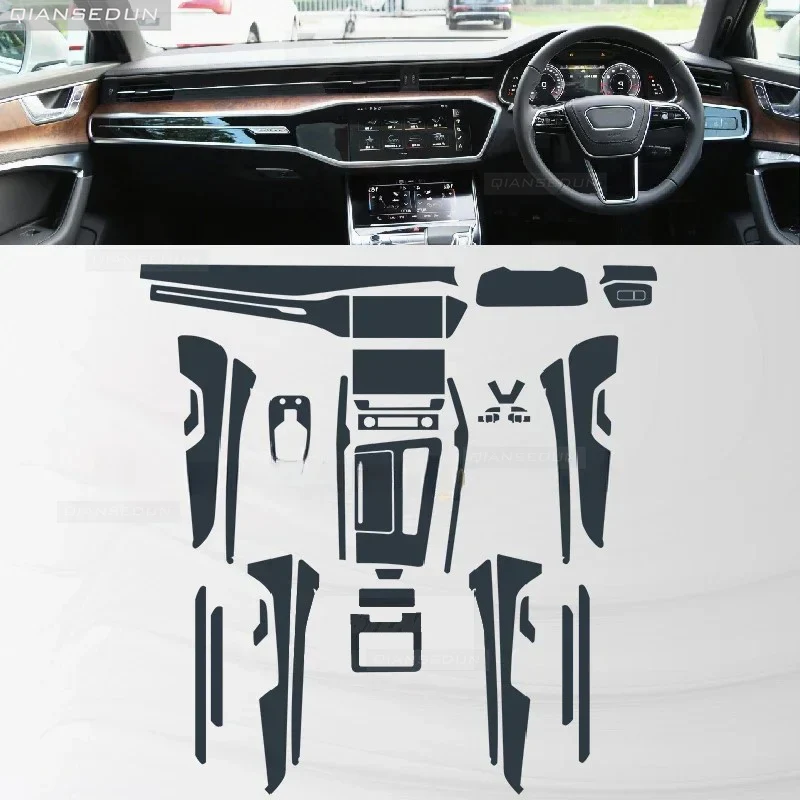 For Audi A6 A7 C8 2019-2022 2023 Car Interior Piano Board Protection Film TPU Transparent Self-adhesive Paint Anti Scratch Refit