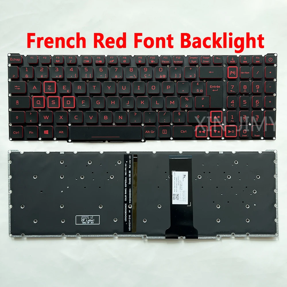 Imagem -03 - Teclado Backlight para Acer Nitro An51554 Reino Unido Francês Espanhol Vermelho sp An51543 An515-55 An517-51 An517-52 An715-51 N20c1