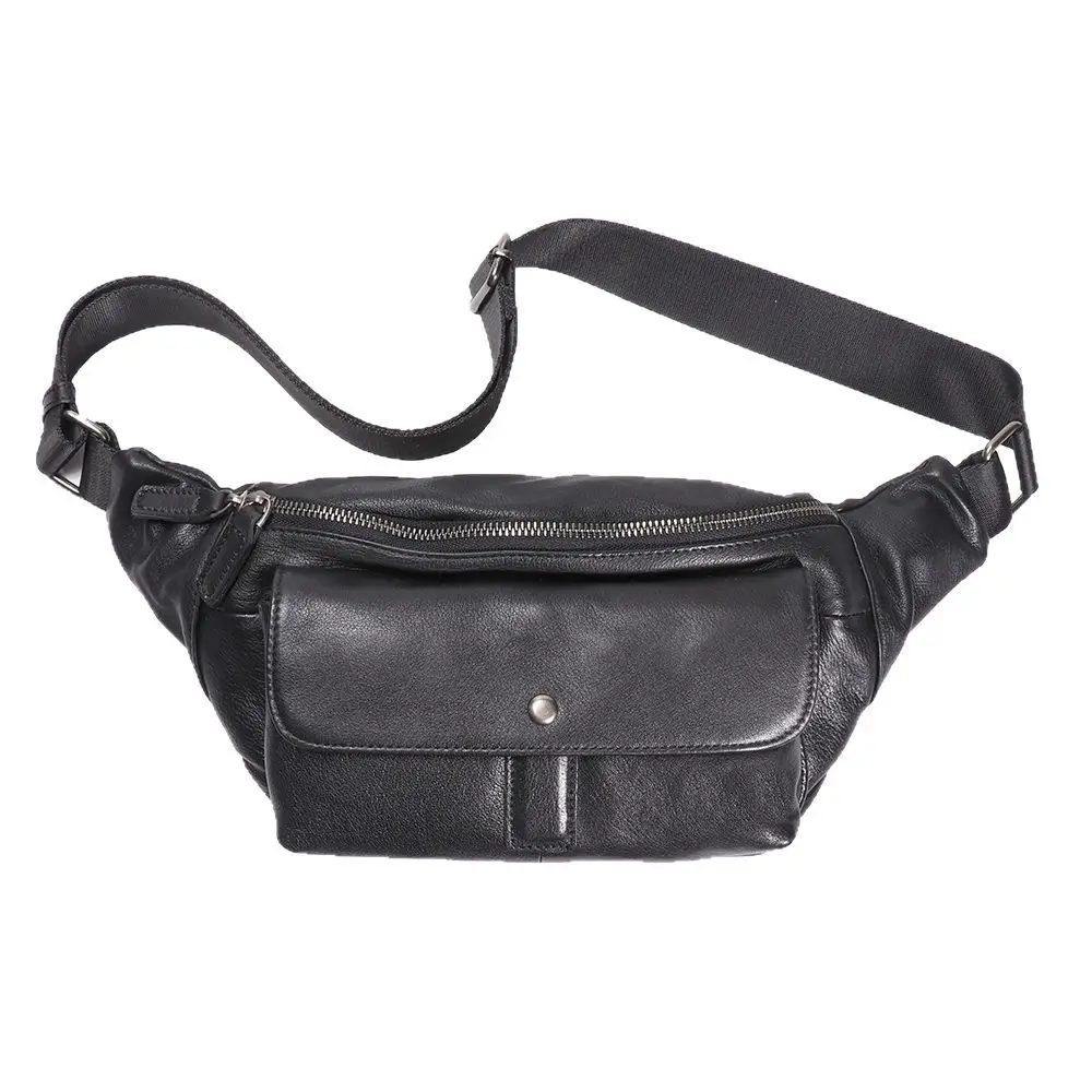 

Multifunctional Men's Genuine Leather Chest Bag, Convertible Top-Grain Cowhide Sling Bag, Waist Pack & Crossbody Messenger Bag