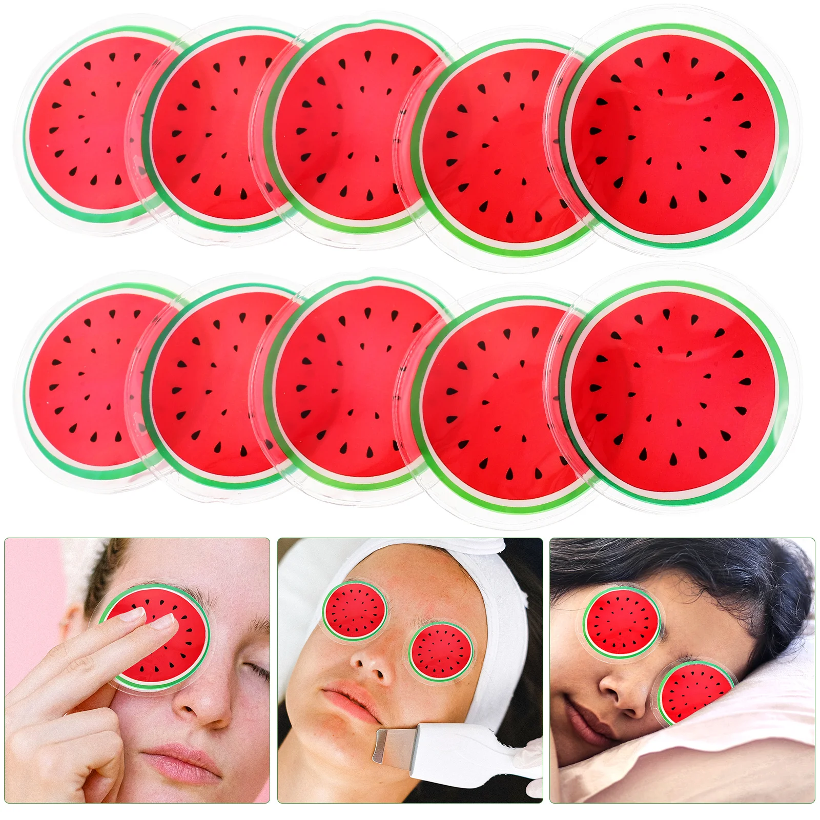 

10pcs Cooling Eye Mask Portable Ice Stickers Reusable Pads Watermelon Gels Sleeping Treatment Eyes Dark Circles Under Bags