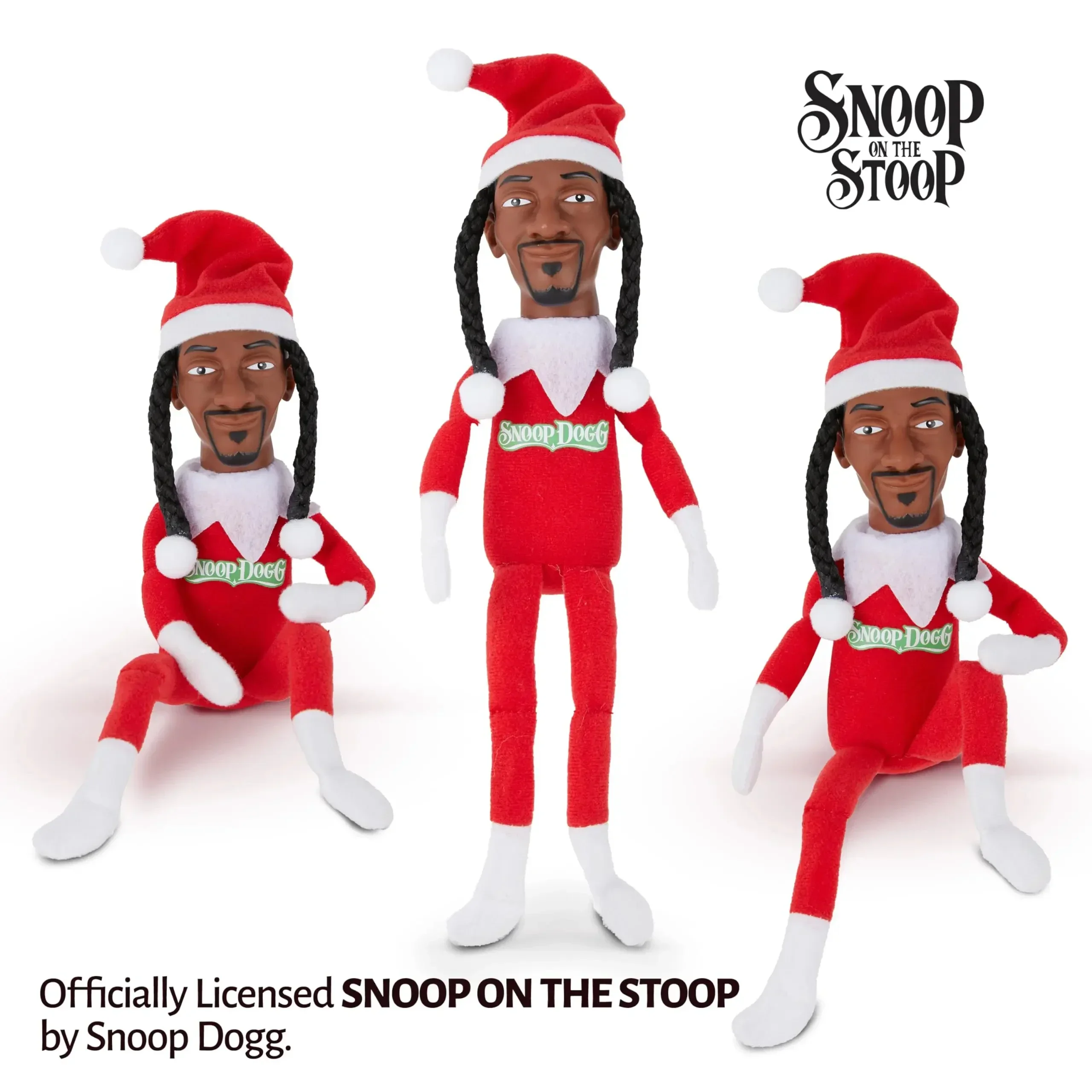 New Snoop Dogg Snoop on a Stoop Christmas Elf Doll 12” Plush Toys Shelf Decor Includes Elf Toy Tshirt Sunglasses and Necklace