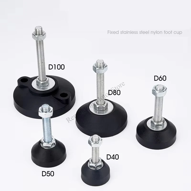 1/2/4Pcs Adjustable Lathe Leg Dia 40mm Thread Type Adjustable Levelling Foot Pad Swivel Base Articulating Legs M5 M6 M8 M10 M12