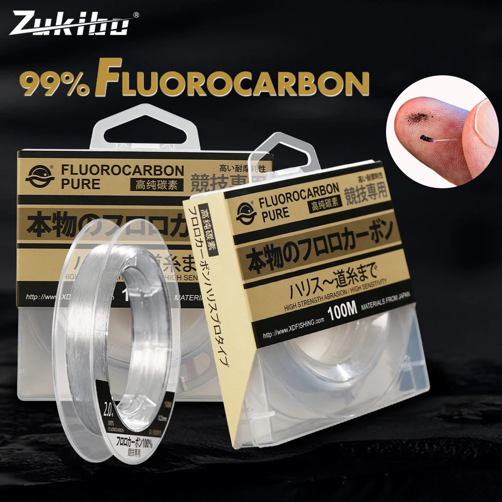 

ZUKIBO 99% Janpan Fluorocarbon Leader Fishing Line 100M Fluorocarbon Coating Fishing Line Carp Monofilament Sinking Line pesca