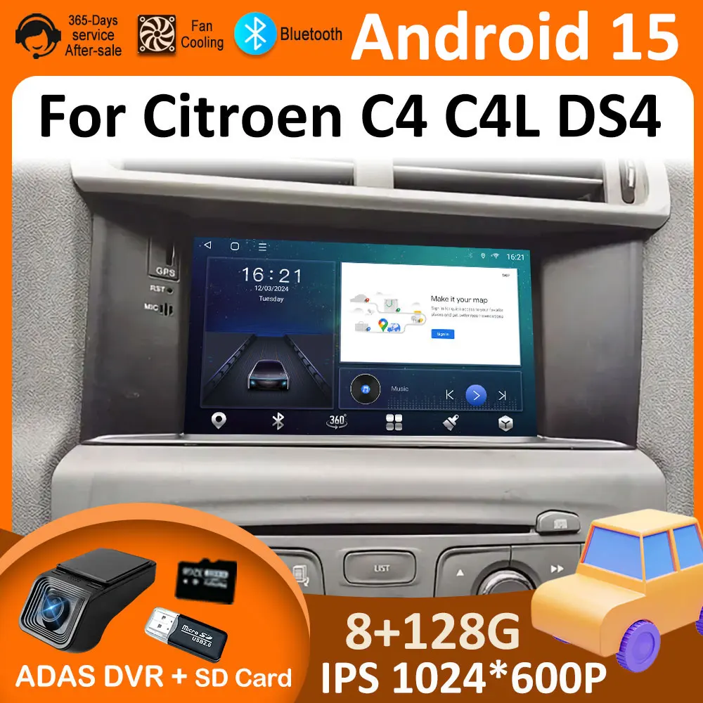 Drahtloses Carplay 7 Zoll für Citroen C4 C4L DS4 2011 2012 2013 2014 2015 2016 Autoradio Bluetooth WIFI Zubehör Touchscreen