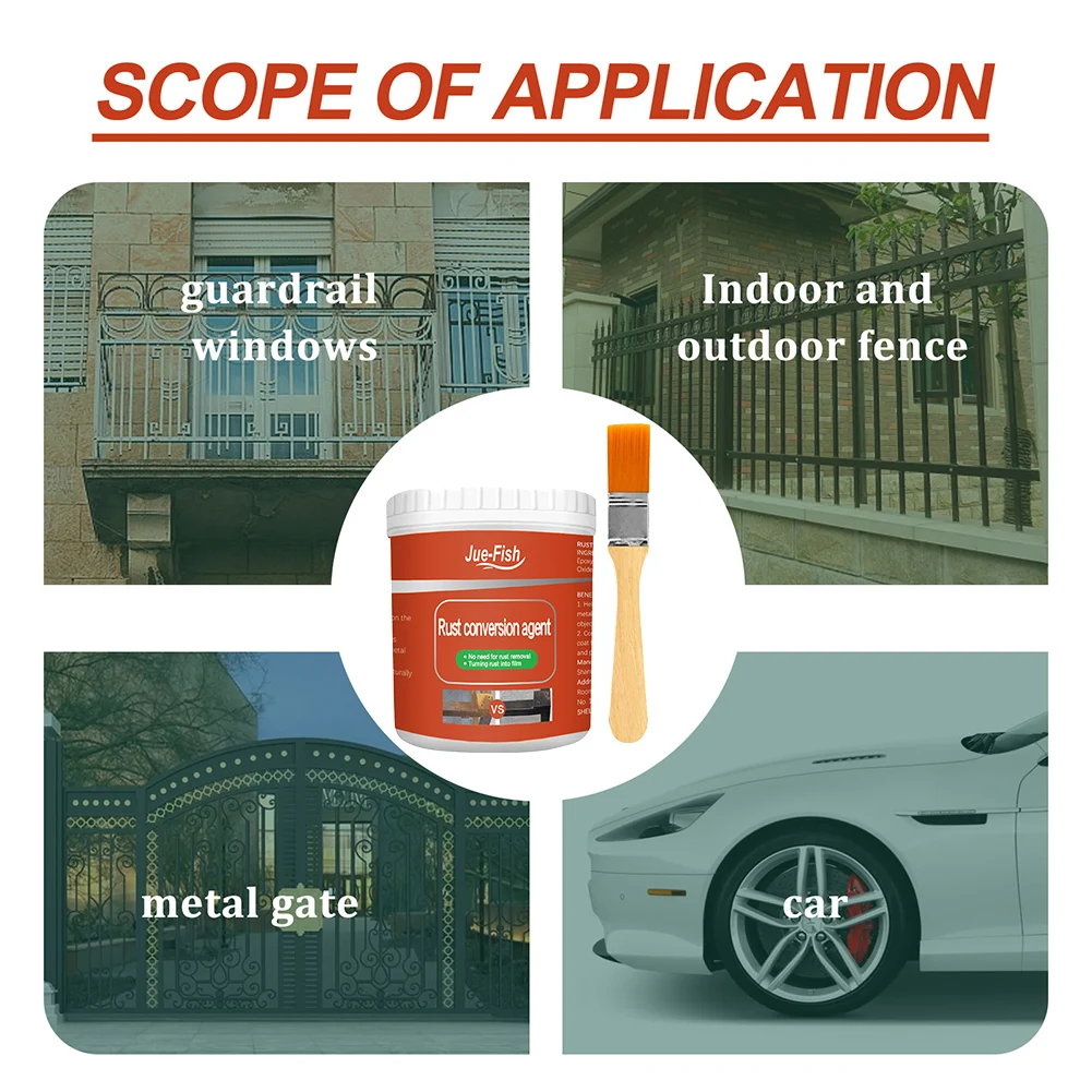300g Metal Surfaces Rust Remover Water Based Paint Metal Rust Converter Anti-rust Protection Car Coating Primer Rust Inhibitor