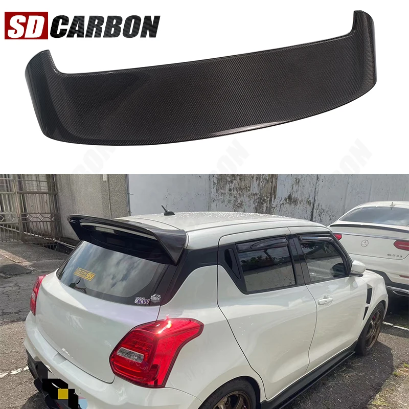 For Suzuki Swift Sports ZC33S Series Carbon Fiber Car Rear Trunk Spoiler Tail fins Lip Wing Lip Extension Car Accessories