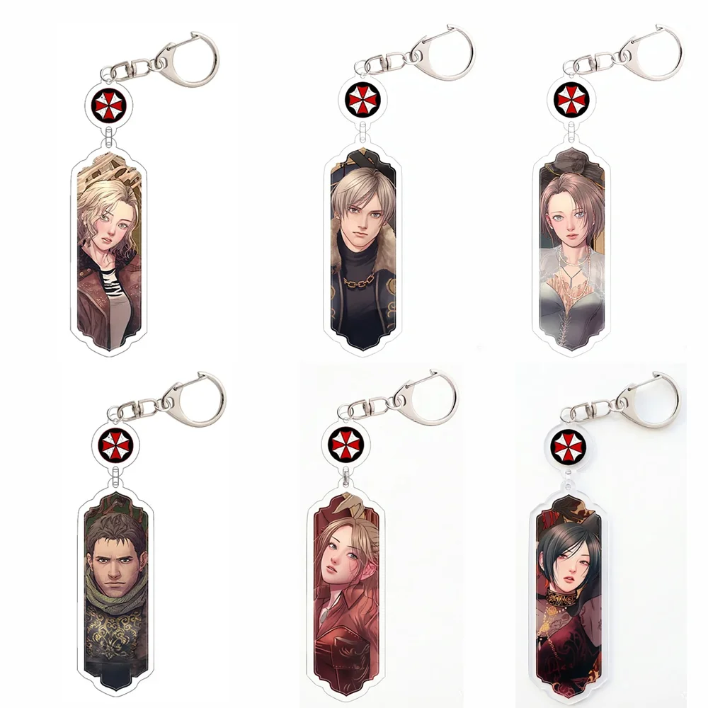 For RE Ada Alice Jill Chris Leon Game Peripheral 5cm Acrylic KeyChain Custom Cartoons Decoration Pendant Exquisite Festival Gift
