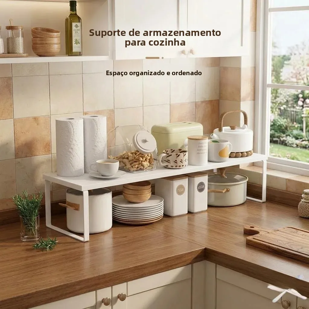 Prateleira Organizadora Multicamadas para Armário de Cozinha e Bancada, Suporte Divisor de Bancada JDZHEN