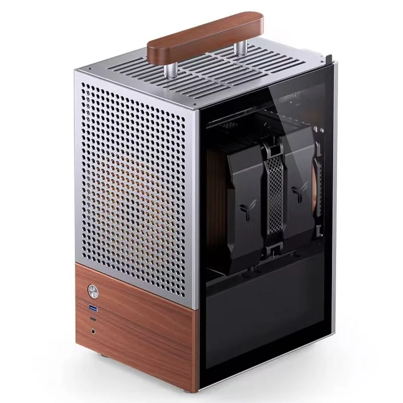 New T6 Silver ITX Walnut Wood Handle PC Case Micro ATX Mini ITX Tower PC Case Gaming PC - view 4