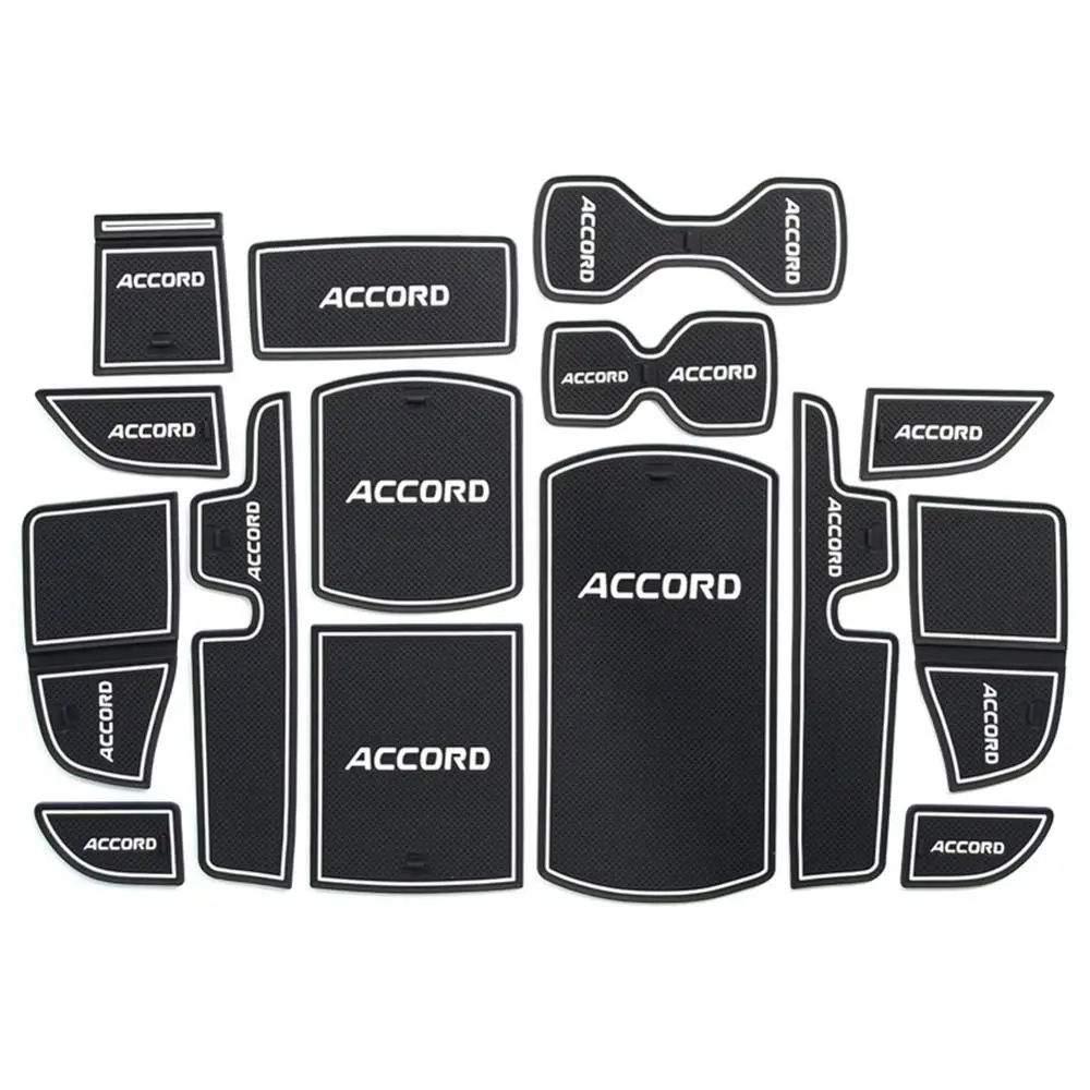 Anti-Slip Gate Slot Cup Mat For Honda Accord 10th 2018 Interior Non-slip mat Accessories Door Pad 15pcs Car Styling