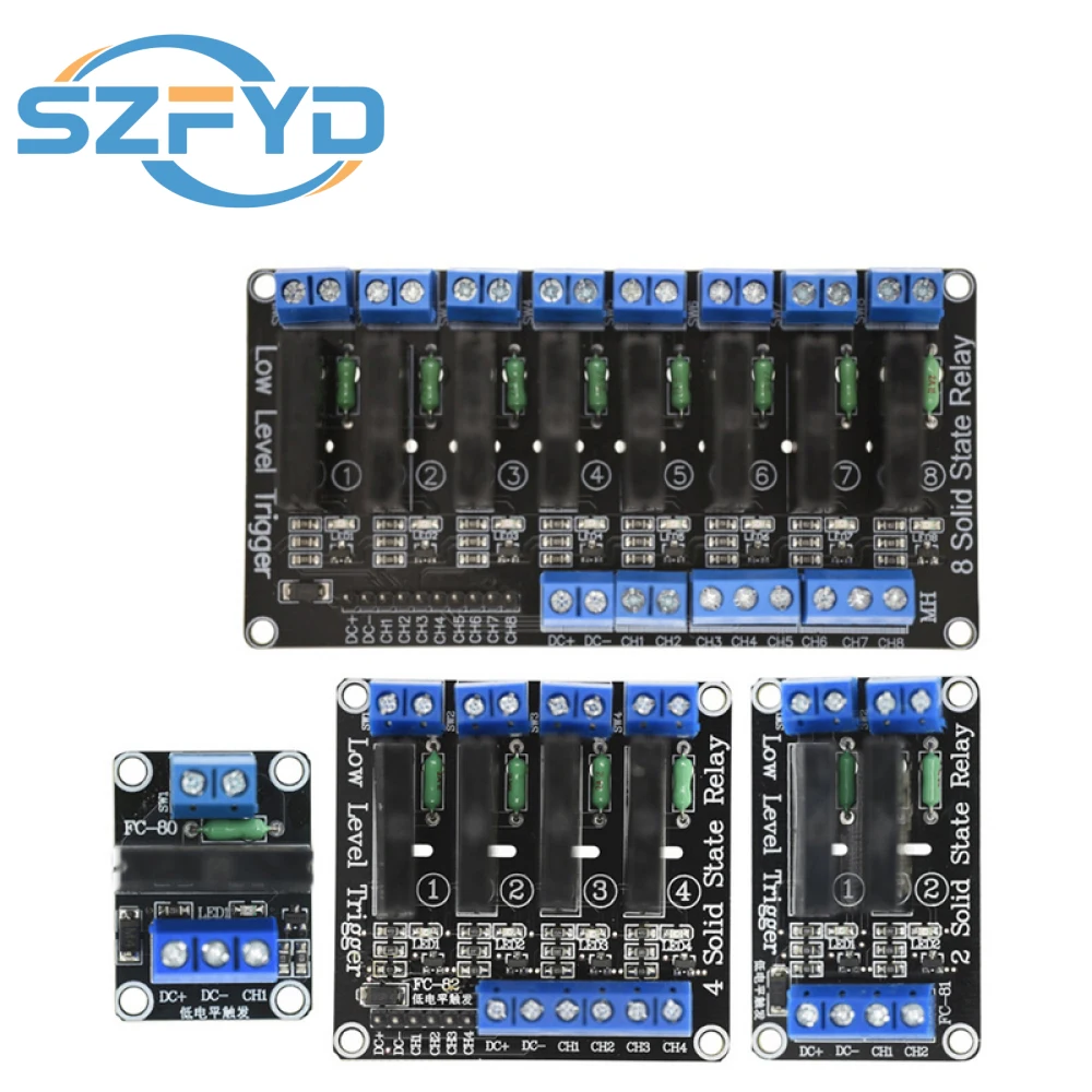 1 2 4 6 8-Kanal-Halbleiterrelaismodul 5 V 12 V 24 V Low-Level-Trigger G3MB-202P 240 V 2 A mit Sicherungsschutz