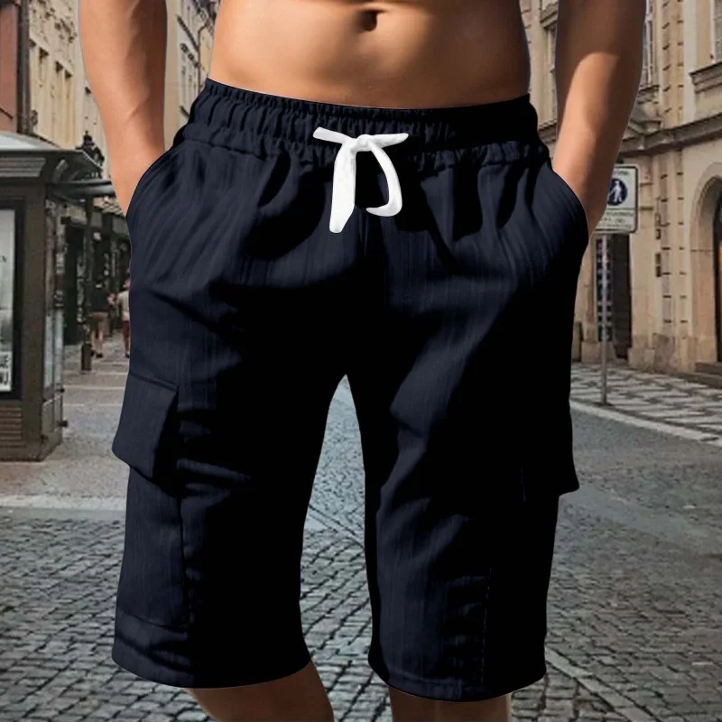 Men's Summer Casual 5-Inch Cargo Shorts Multi-Pocket Loose Fit Outdoor Sports Beach Comfort Elastic Waist