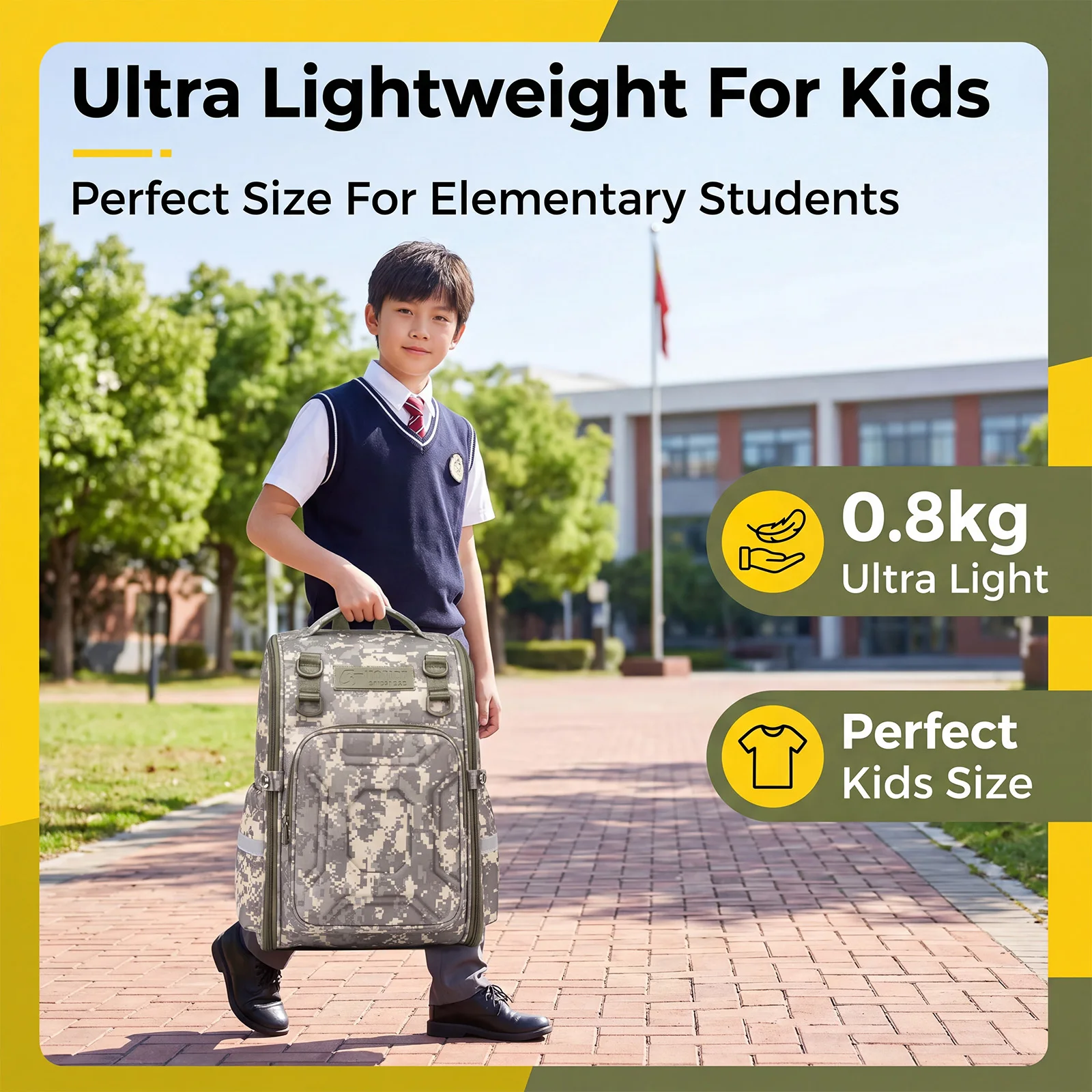 Kids Camouflage Tactical Backpack - usage example