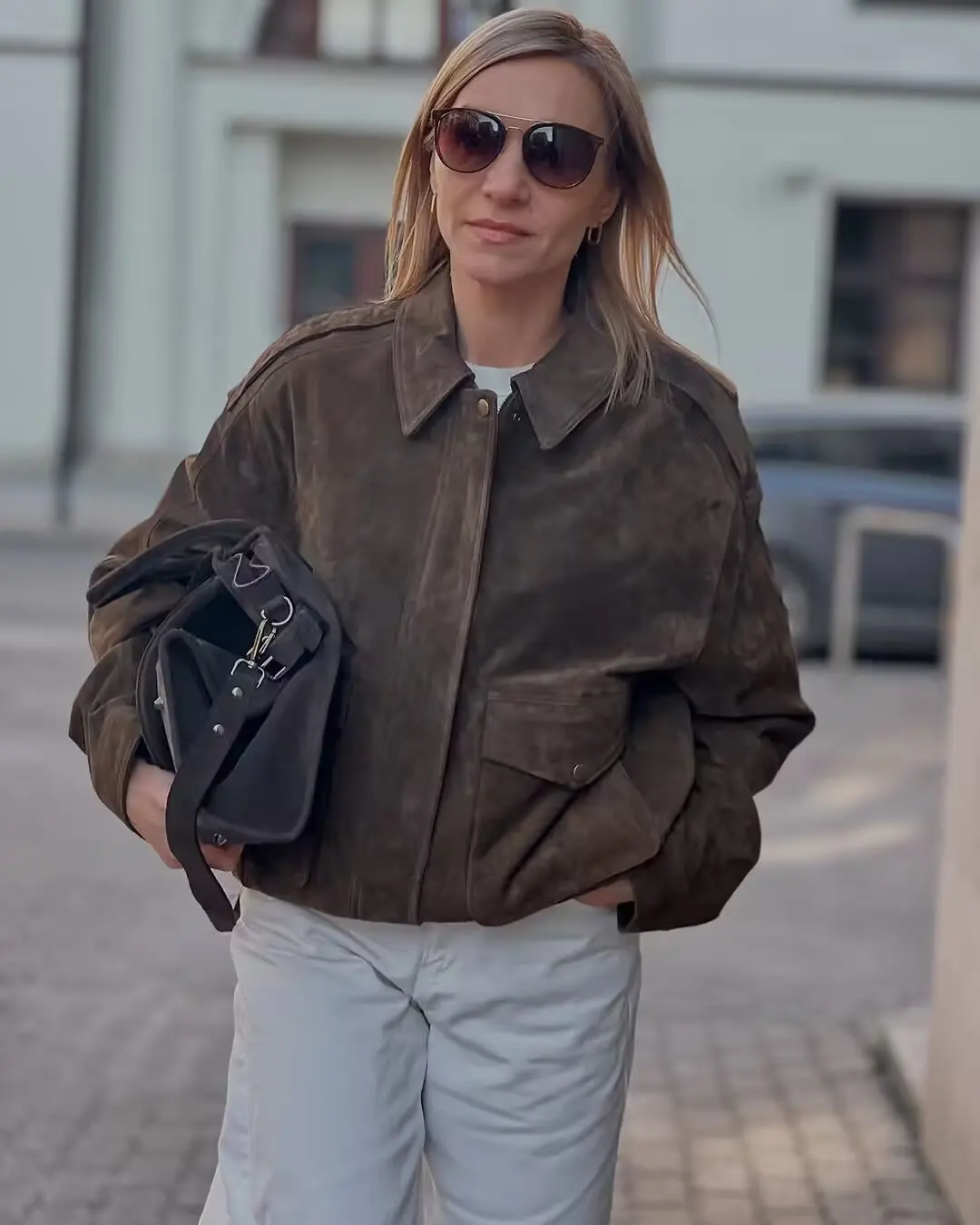 

Женские однотонные пальто на молнии с длинными рукавами и карманами на пуговицах, женская осенняя уличная куртка-бомбер, верхняя одежда, женские свободные замшевые куртки