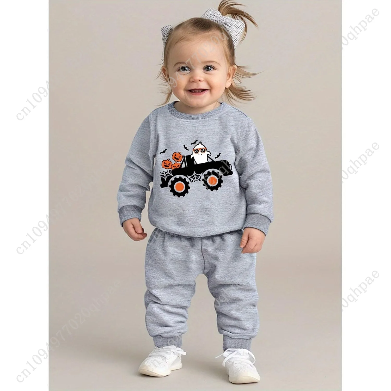 Детский свитшот на Хэллоуин для мальчиков и девочек, рубашка с рисунком тыквы и динозавра, одежда с длинными рукавами для малышей, топы