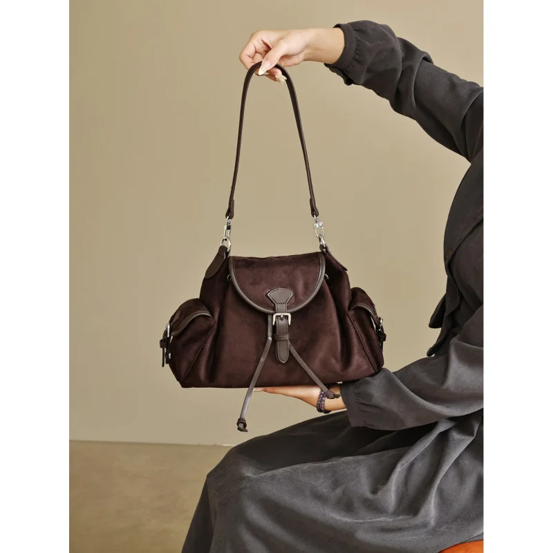 

Autumn and winter new style lazy style large capacity suede tote bag，Casual Fashion Versatile Single Shoulder Crossbody Bag，Spli