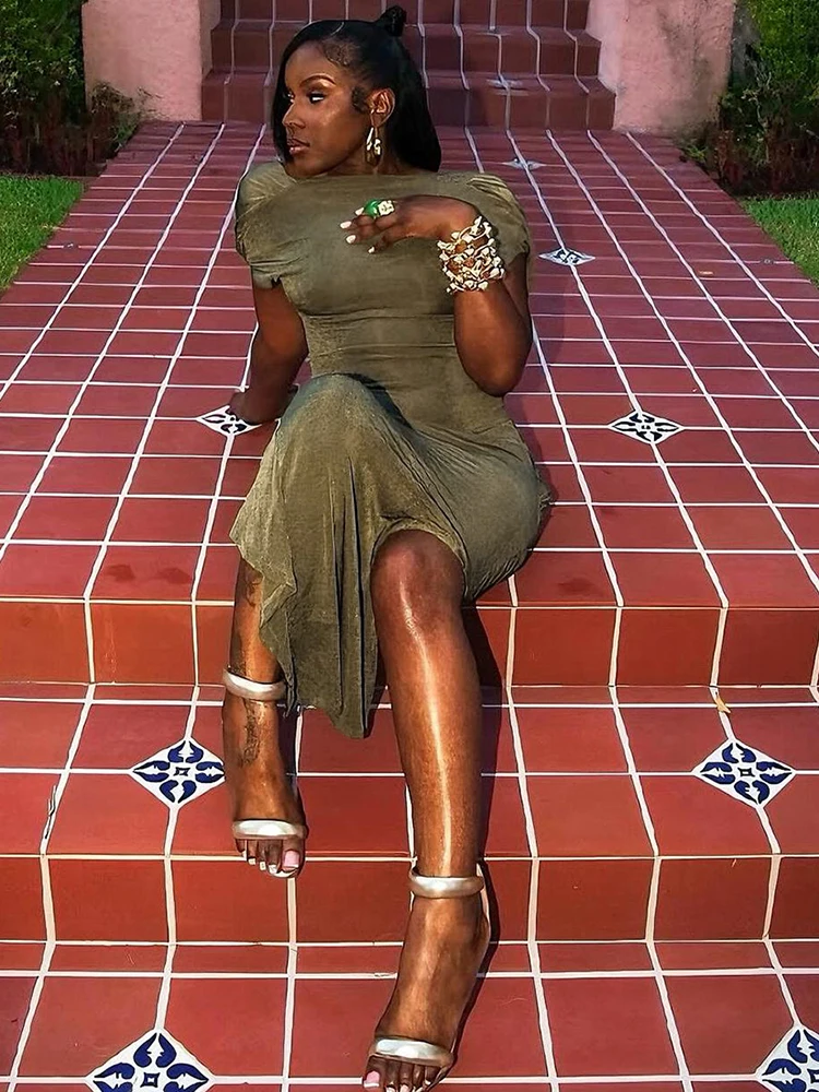 Chatte étrange Sexy dos nu mince robe femmes à lacets ourlet irrégulier froncé pêche hanche élégant Stretch maigre bal fête Club moulante