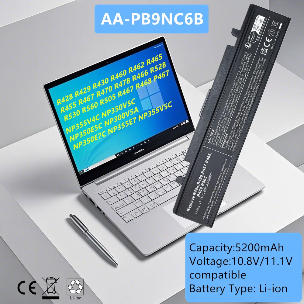 Laptop Battery For SAMSUNG 305V4A R478 R466 R528 R530 R560 R505 R467 R468 P467 305V4A 305V5A 355V4C 355V5C NP355V4C NP350V5C