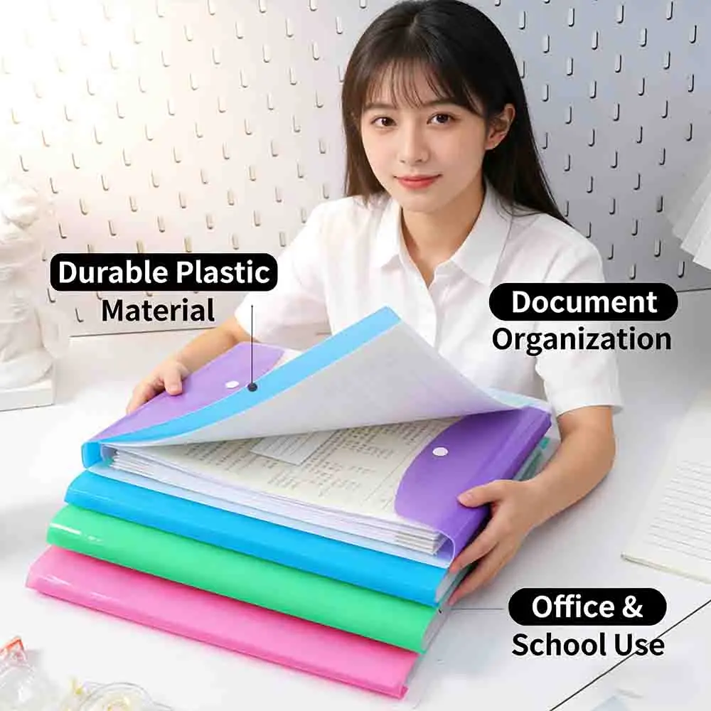 

Прозрачная папка-файл с карманом, разноцветная, формат А4, для документов, для школы и студентов, с кнопкой-защелкой, для организации канцелярских принадлежностей, для офиса, для хранения