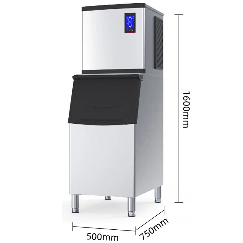 Commercial Ice Maker Machine 250KG/day with 50KG Large Storage Bin，845WStainless Steel Ice Maker Auto Self-Cleaning